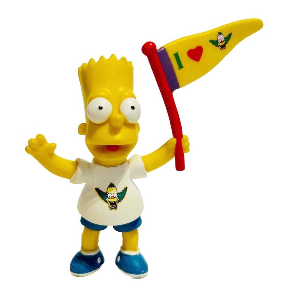 The Simpsons Cartoon Bart Simpson Figurine Figure Krusty the Clown Flag Yellow